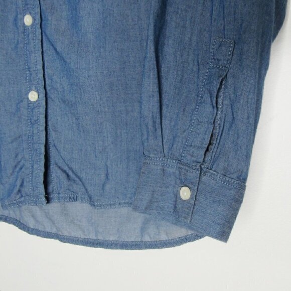 LOFT - The Softened Shirt - Blue Chambray Long Sleeve - Small - Picture 2 of 5